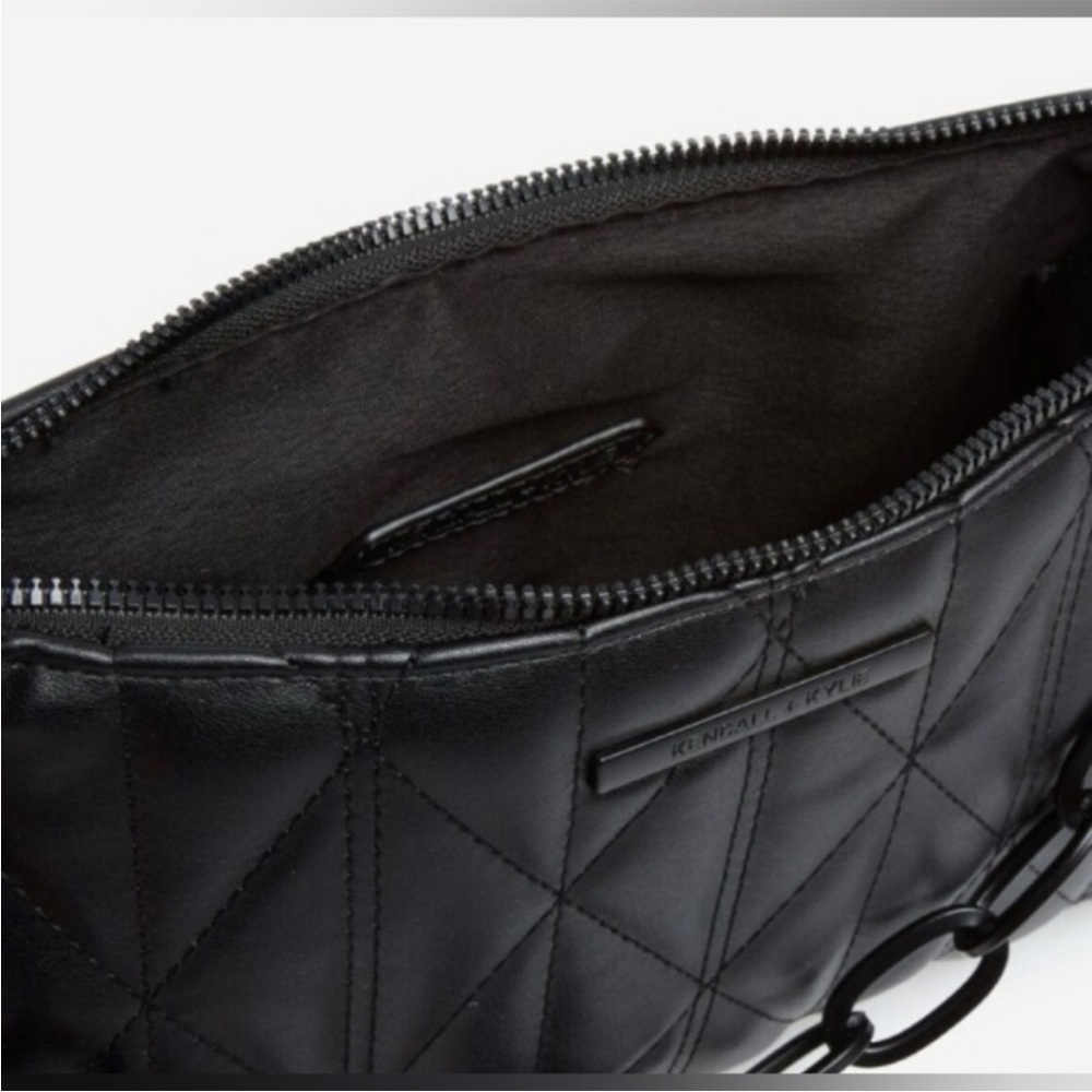 Kylie + Kendall Black Adjustable Shoulder Chain Hand Bag Polyurethane Polyester - Picture 3 of 8
